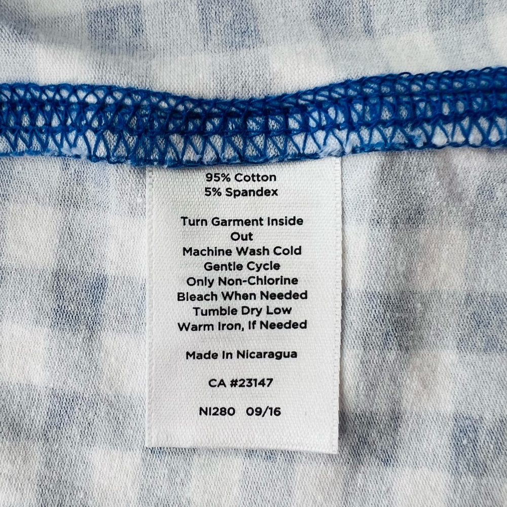 Talbots Blue And White Gingham Plaid Short Sleeve Boat Neck Tee (1X) Like New - Picture 6 of 6
